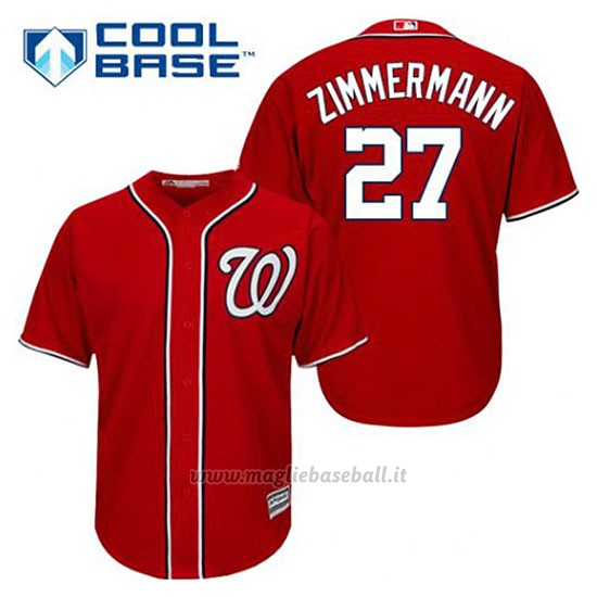 Maglia Baseball Uomo Washington Nationals Jordan Zimmermann 27 Rosso Alterner Cool Base